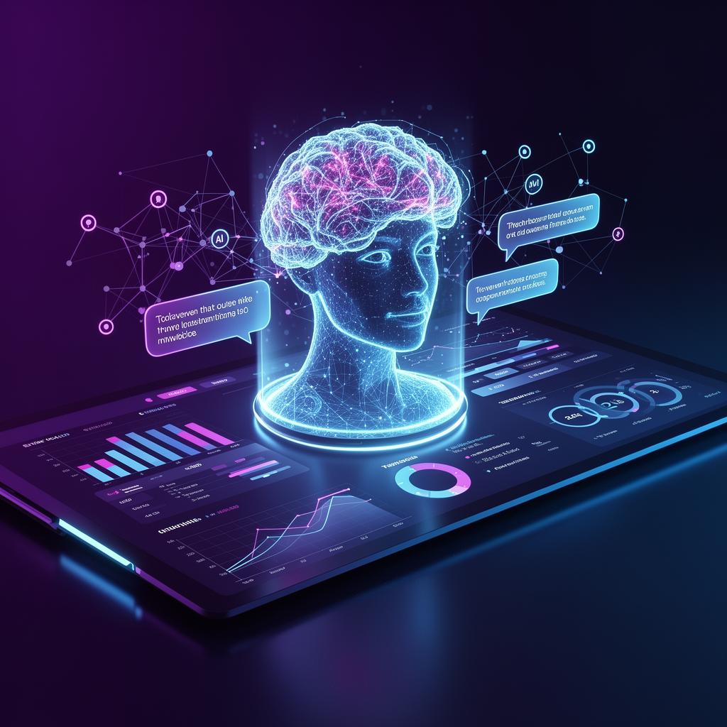 AI agent dashboard with neural network and analytics